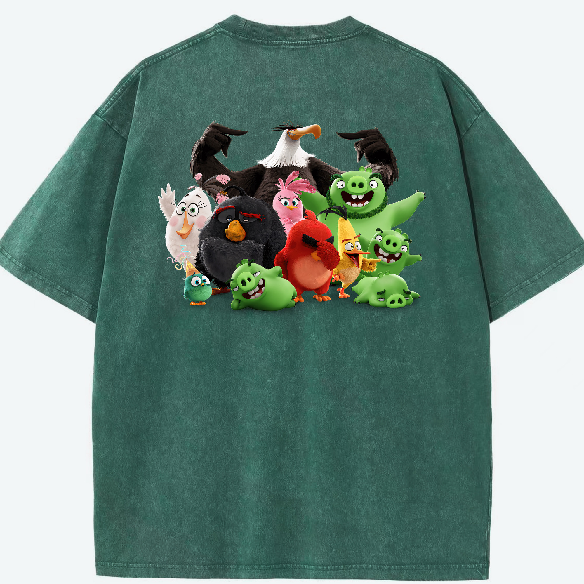 （画像用） Angry Birds アングリーバード 綿100% ヴィンテージ風 半袖Tシャツ（背面プリント）